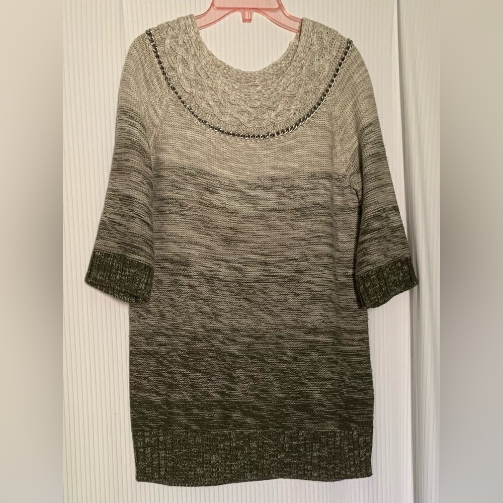 Rachel by Rachel Roy Tunic Sweater Ombré Taupe to Green Wool blend Medium
